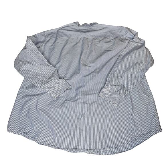 The Foundry Men's size 2XLT Big & Tall Blue Stripe Button Down Long Sleeve Shirt - Picture 2 of 9